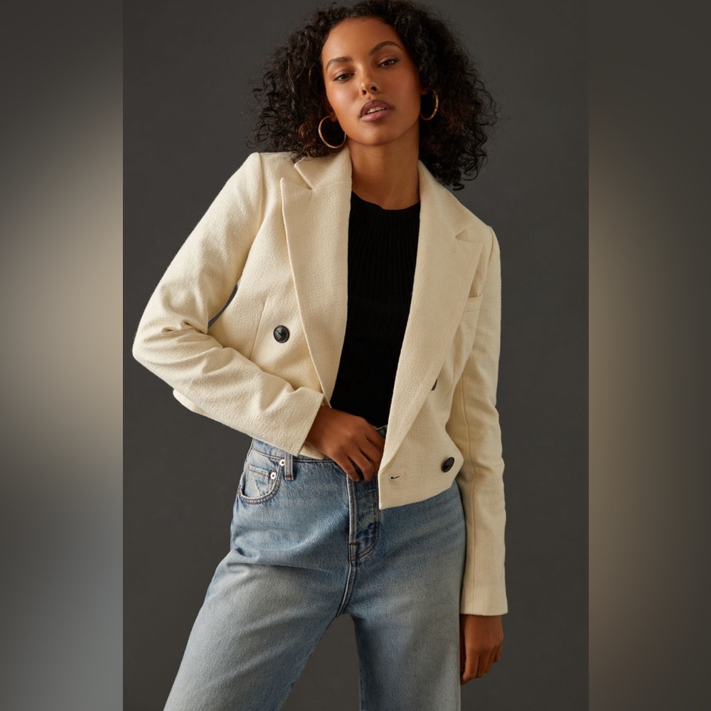 Anthropologie Maeve - cropped double breasted blazer in M Petite